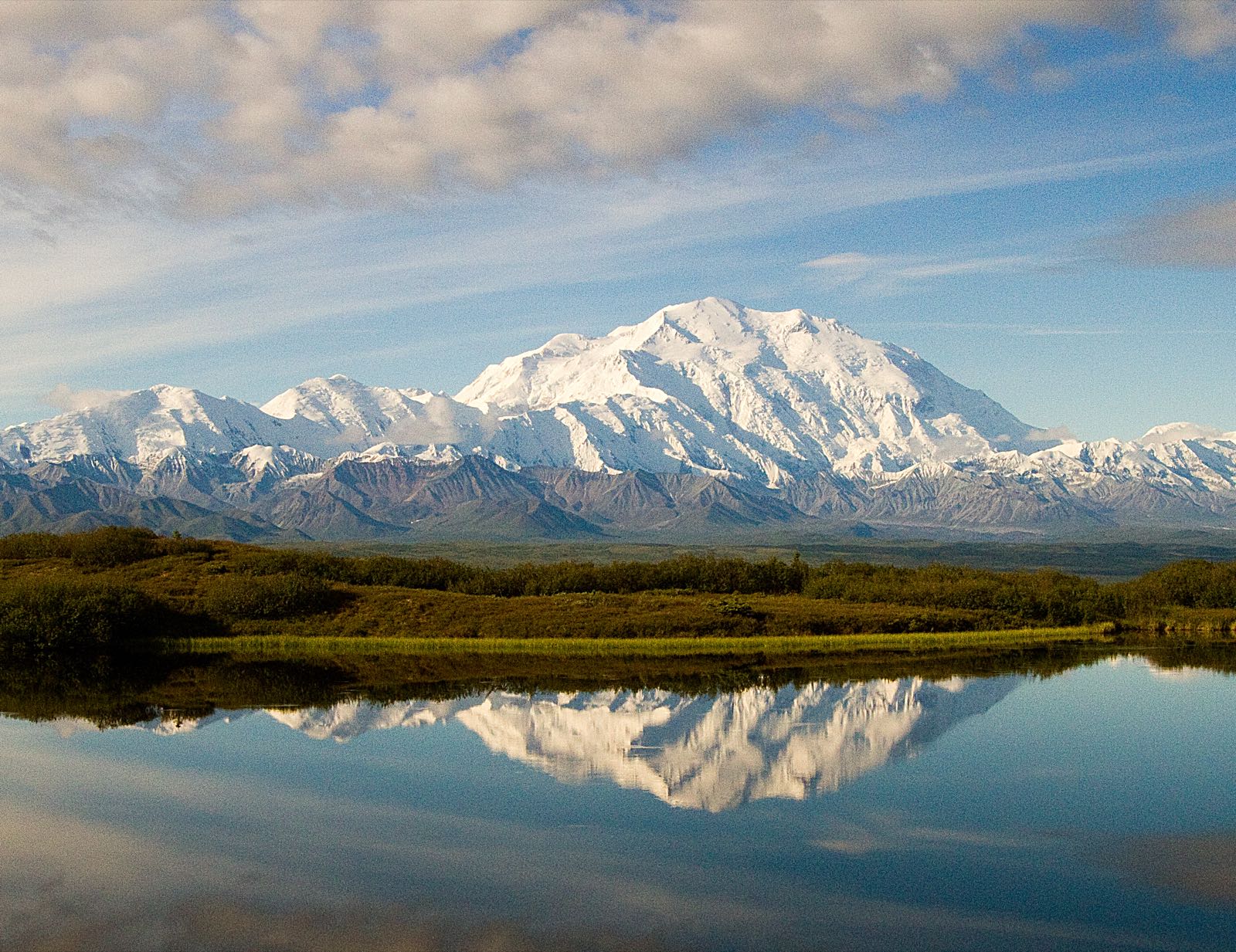 Wonder Lake reflecting Denali at dawn, Alaska